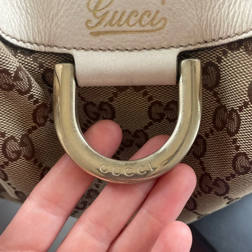 GUCCI CANVAS HOBO WITH SILVER HARDWARE